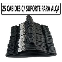 Kit 25 Cabide Adulto Preto De Plástico Reforçado
