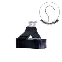 Kit 25 Cabides Madeira Preto Adulto com Barra Kit 25 Cabides Madeira Preto Adulto com Barra