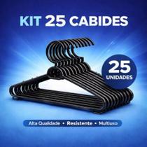 Kit 25 Cabides Para Roupas Preto Multiuso Kit 25 Cabides Para Roupas Preto Multiuso