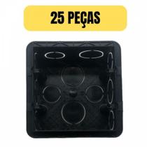 Kit 25 caixa de luz embutir 4x4 pvc alvenaria preta pial 689045