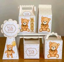 kit 25 caixinhas Personalizadas ursinho cha de bebe (5 unidades de cada)