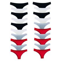 Kit 25 Calcinhas Tanga Algodão Cotton Básica Lisa Lingerie