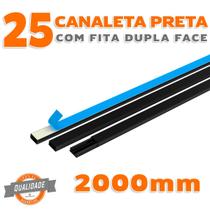 Kit 25 Canaleta PVC Preto com Fita Dupla Face de 2 Metros