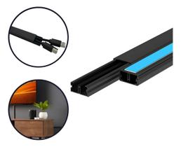 Kit 25 canaletas de PVC com fita dupla face 1 metro x 20x10mm Organizadora de cabos e fios Preta e Branca Kit 25 canaletas de PVC com fita dupla face 1 metro x 20x10mm Organizadora de cabos e fios Preta e Branca