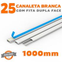 Kit 25 Canaletas PVC Branco com Fita Dupla Face de 1 Metro