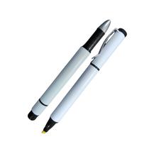 Kit 25 Canetas esferográfica sublimática tinta azul com marca texto 2x1 cor Branca