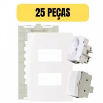 Kit 25 conjunto 4x2 tomada 10a + interruptor paralelo sleek