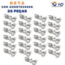 Kit 25 Dobradiças Reta com Amortecedor Armário 35mm HD