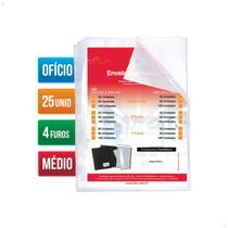Kit 25 Envelope Plastico A4 Ofício com 4 furos P/ Pasta Catalogo Médio Dac