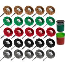 Kit 25 Escovas Nylon 2 Pastas De Polimento Micro Retíficas