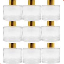 Kit 25 Frascos De Vidro Redondo 100ml Aromatizador + Tampa Dourada