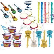 Kit 25 Instrumentos Musicais Infantil Violão Tambor Flauta Guitarra Pandeiro Dia das Crianças Natal Brinquedo Prenda