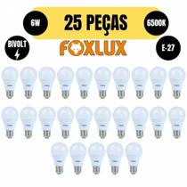 Kit 25 Lampada Led Bulbo A60 6W E27 6500K Branca Bivolt Foxl