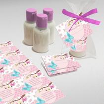 Kit 25 Lembrancinha Maternidade Hidratante Bebê Jardim Borboleta - Rosa