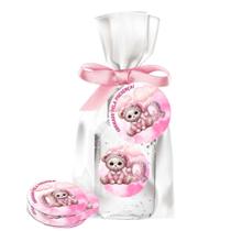 Kit 25 Lembrancinhas Alcool Gel Ursinha Rosa Letra Q