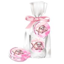 Kit 25 Lembrancinhas Alcool Gel Ursinha Rosa Letra X