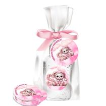 kit 25 Lembrancinhas Alcool Gel Ursinha Rosa Maternidade e Chá De Bebê 30ml Aroma de Bebê