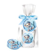 kit 25 Lembrancinhas Alcool Gel Ursinho Azul Maternidade e Chá De Bebê 30ml Aroma de Bebê