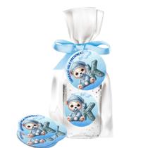 kit 25 Lembrancinhas Alcool Gel Ursinho Azul Maternidade e Chá De Bebê 30ml Aroma de Bebê