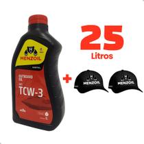 Kit 25 Litros Óleo TCW3 Menzoil 2T Motores Popa + 02 Bonés