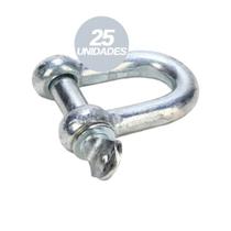 Kit 25 Manilha Reta com Pino Roscado 3/8 Polegadas