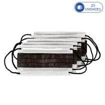 Kit 25 Máscaras para Crianças Descartáveis Preto Miralupa com Clipe Nasal