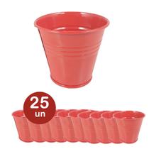 Kit 25 Mini vaso cachepot metal decorativo festa vermelho