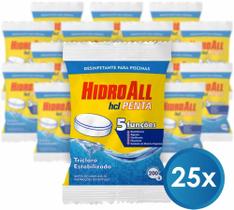 Kit 25 Pastilhas Tabelete Cloro Hcl Penta Hidroall Tratamento Piscina