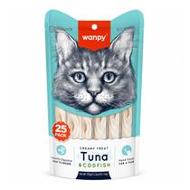 Kit 25 Petiscos Cremoso Gatos Wanpy Creamy Atum E Bacalhau