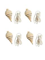 kit 25 Pião Fieira Em Madeira Brinquedo Retrô Tradicional