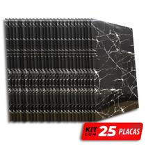 Kit 25 Placa Adesiva Parede Painel Mármore Preto 30x60cm Premium