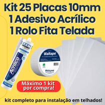 Kit 25 placas isopor 10mm 1 tubo cola acrílica tekbond 1 rolo de fita telada adesiva