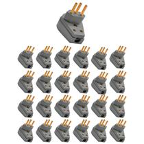 Kit 25 Plug Macho 20A 2P+T 90º 250V Ilumi para Cabo Gigante