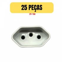 Kit 25 plugue tomada femea 2p+t 10a padrao cinza extencao