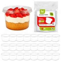 Kit 25 Pote De Plástico Descartável 500 Ml Redondo Com Tampa Atóxico Freezer