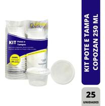 Kit 25 Potes Descart Redondo 250ml Freezer-microondas