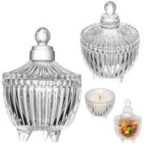 Kit 25 Potiches Decorativos de Vidro com Tampa para Lembrancinhas Casamento Doces Velas Joias Decoração Moderna Elegante Organizador Pote Transparente