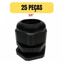 Kit 25 prensa cabo 3/4 nylon preto lukma 29034