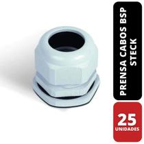 Kit 25 Prensa Cabos BSP 1 Aletado Cinza Steck S854CI
