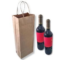 Kit 25 Sacolas Kraft para Garrafas 14x39x9 - Resistentes para 1 ou 2 Garrafas de Vinho ou Bebidas