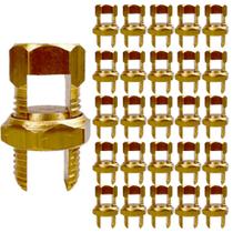 Kit 25 un. Conector Fendido Latão Para Cabos 10mm Parafuso Split Bolt
