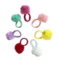Kit 25 xuxinha pompom menina rabico coloridos infantil