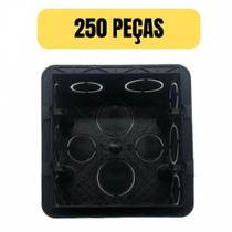 Kit 250 caixa de luz embutir 4x4 pvc alvenaria preta pial 689045