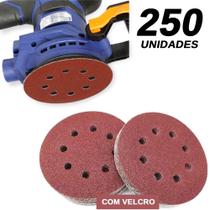 Kit 250 Disco de Lixa Fecho Aderente Vermelho Ferro 125mm Grão 60/100/120/150/180 Kit 250 Disco de Lixa Fecho Aderente Vermelho Ferro 125mm Grão 60/100/120/150/180