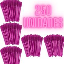 Kit 250 Escovinhas Cílios Sobrancelha Descartável ROSA PINK