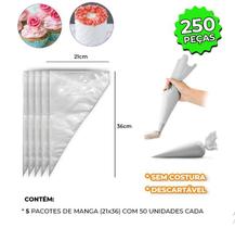 Kit 250 Saco/Manga para Confeitar Descartável Médio 36cm