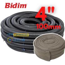 Kit 25M Tubo Dreno Corrugado + Camisa Geotextil 4 100Mm