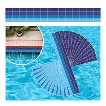 Kit 26 Adesivos Piscina Vinílico Degradê Pastillha Azul 100x15cm