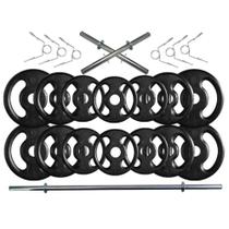 Kit 26 Kg Anilhas e Barras de Supino e Halteres