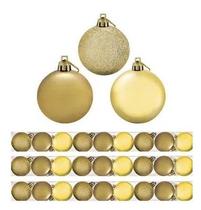 Kit 27 Bolas De Natal Mista 6cm Dourada Decoração Árvore